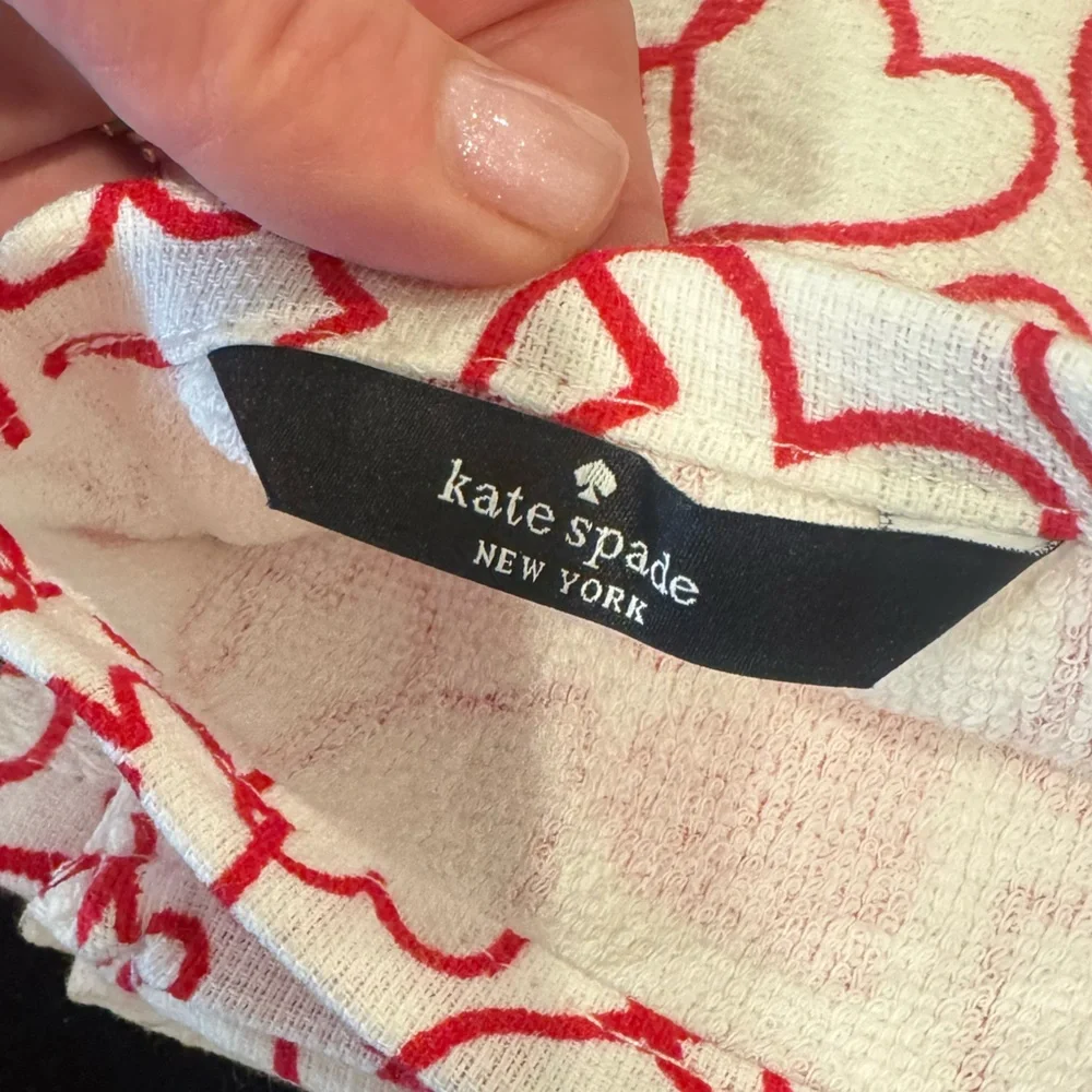 Kate Spade trio of towels -2 Red Heart Pattern 1 red stripes❤️fun 4 kitchen/bath